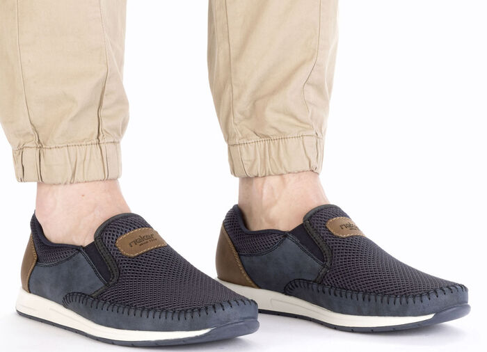 Rieker Slipper mit Fersen-Besatz BLAU-BRAUN